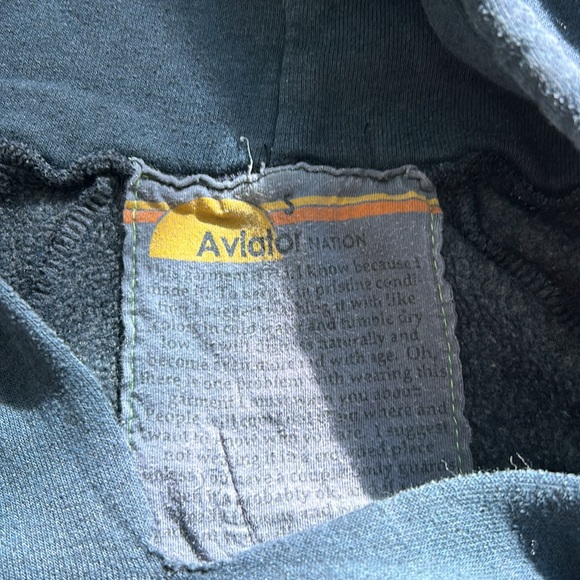 Aviator Nation Bolt Stitch Chevron 5 Split Neck Raglan Pullover Crop Hoodie Neon - Picture 3 of 3